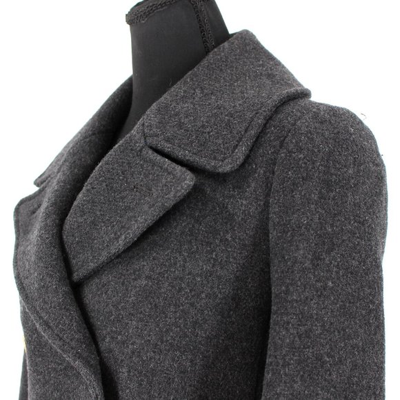 J. Crew Stadium Cloth Nello Gori Wool Blend Double Breasted Grey Pea Coat 0 XS - Picture 3 of 8